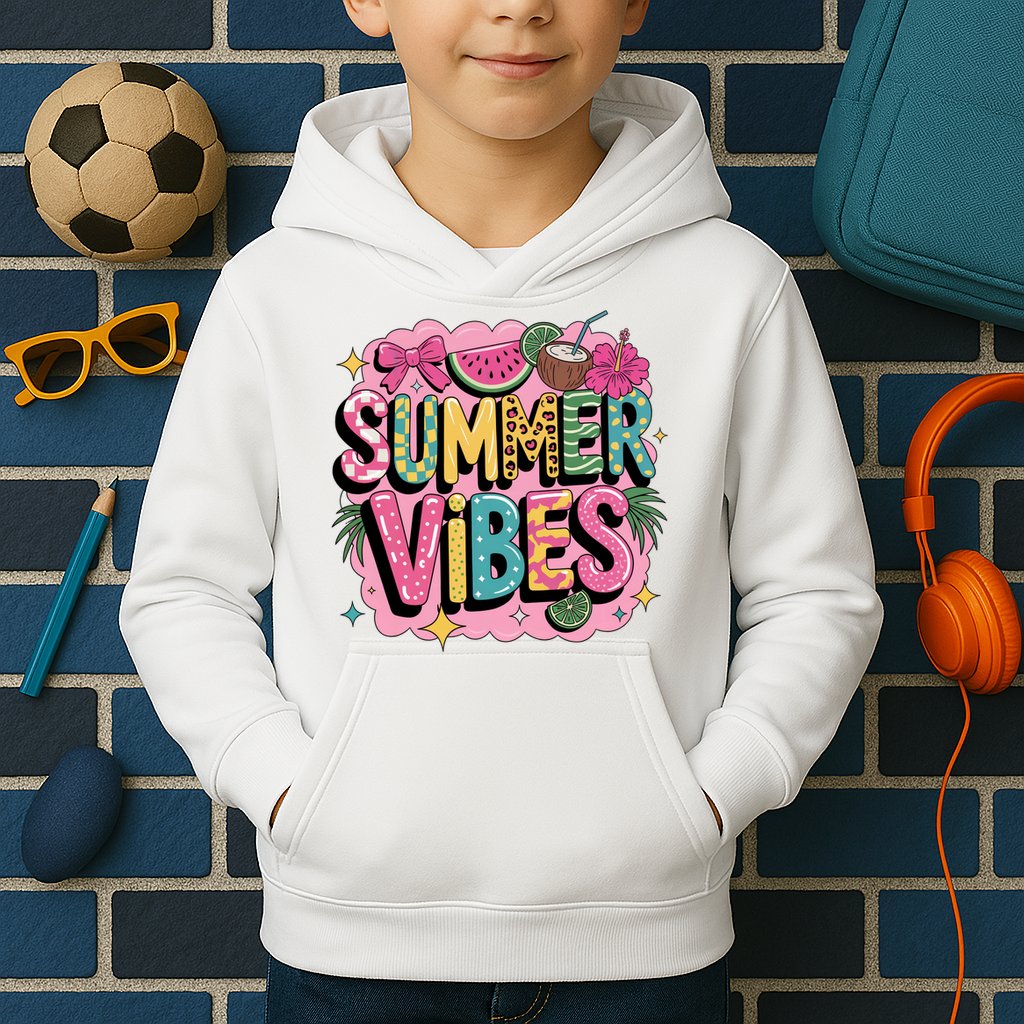 Summer Vibes Couqette Bow Melon Kids Hoodie
