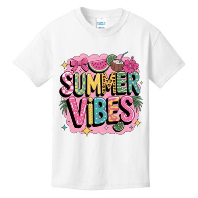 Summer Vibes Couqette Bow Melon Kids T-Shirt