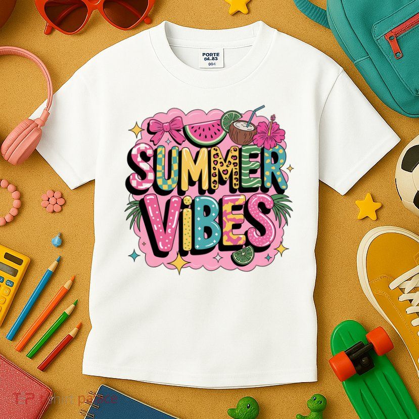 Summer Vibes Couqette Bow Melon Kids T-Shirt