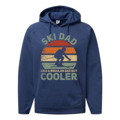 Sad Vintage Cool Ski Dad Funny Gift Performance Fleece Hoodie