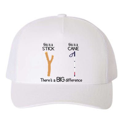 Stick Vs Cane TVI White Cane Awareness Blind Yupoong Adult 5-Panel Trucker Hat