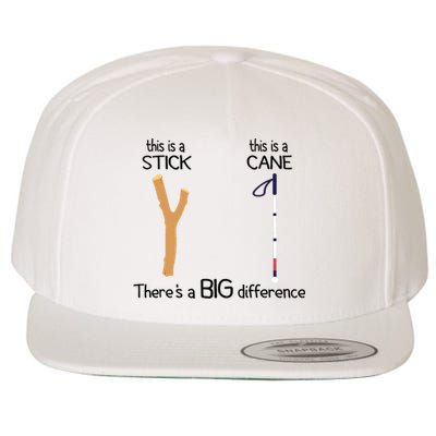 Stick Vs Cane TVI White Cane Awareness Blind Wool Snapback Cap