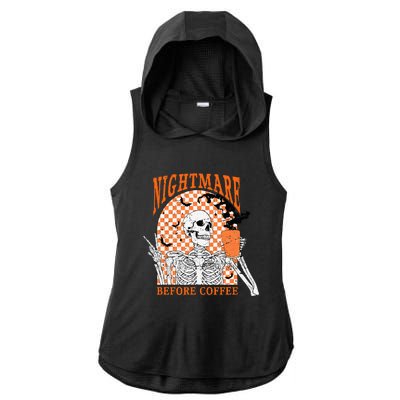 Spooky Vintage Coffee Lover Halloween Design Ladies PosiCharge Tri-Blend Wicking Draft Hoodie Tank