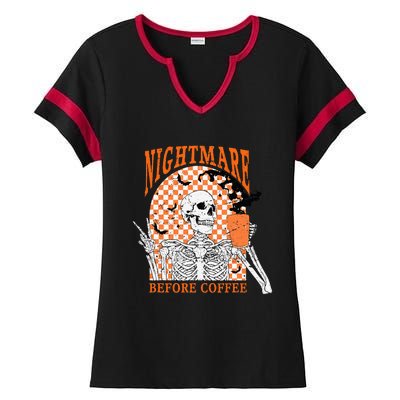 Spooky Vintage Coffee Lover Halloween Design Ladies Halftime Notch Neck Tee