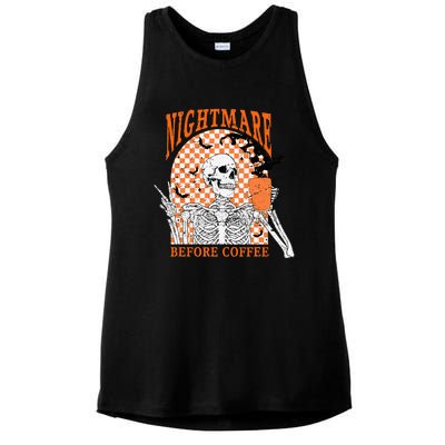 Spooky Vintage Coffee Lover Halloween Design Ladies PosiCharge Tri-Blend Wicking Tank