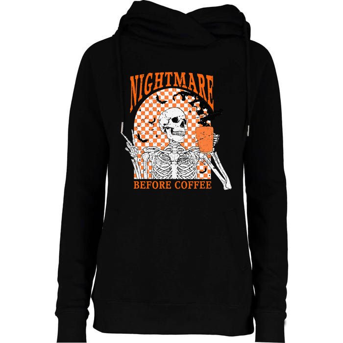 Spooky Vintage Coffee Lover Halloween Design Womens Funnel Neck Pullover Hood