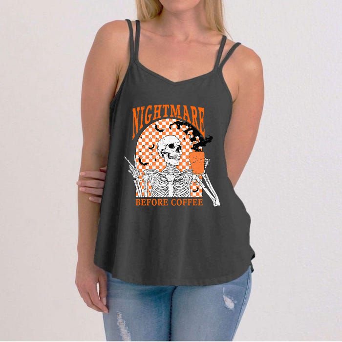 Spooky Vintage Coffee Lover Halloween Design Women's Strappy Tank