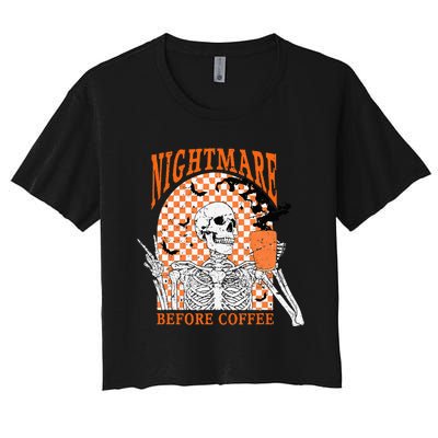 Spooky Vintage Coffee Lover Halloween Design Women's Crop Top Tee