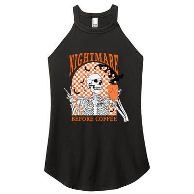 Spooky Vintage Coffee Lover Halloween Design Women's Perfect Tri Rocker Tank