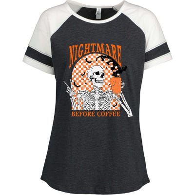 Spooky Vintage Coffee Lover Halloween Design Enza Ladies Jersey Colorblock Tee