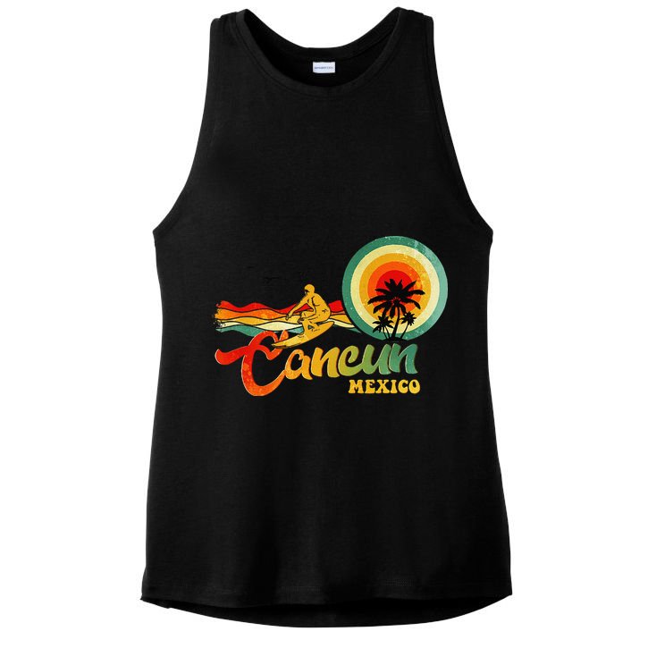 Summer Vacation Cancun Mexico Beach Ladies PosiCharge Tri-Blend Wicking Tank