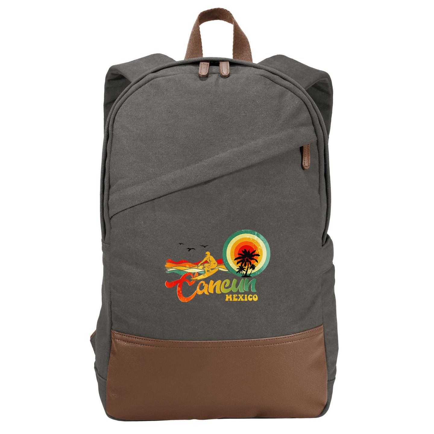 Summer Vacation Cancun Mexico Beach Cotton Canvas Backpack