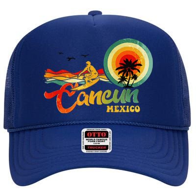 Summer Vacation Cancun Mexico Beach High Crown Mesh Back Trucker Hat