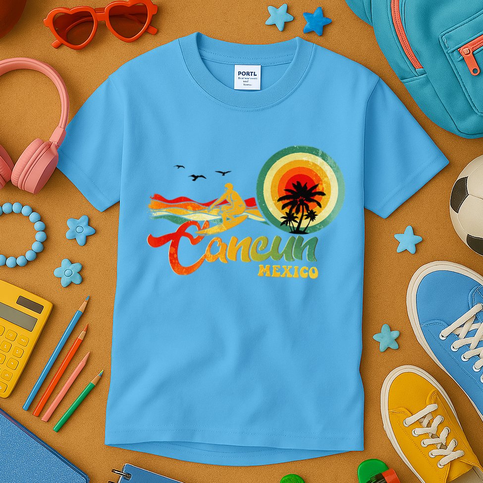 Summer Vacation Cancun Mexico Beach Kids T-Shirt