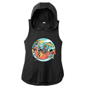 Summer Vibes Chill Vibes Only Hippie Skeleton Ladies PosiCharge Tri-Blend Wicking Draft Hoodie Tank