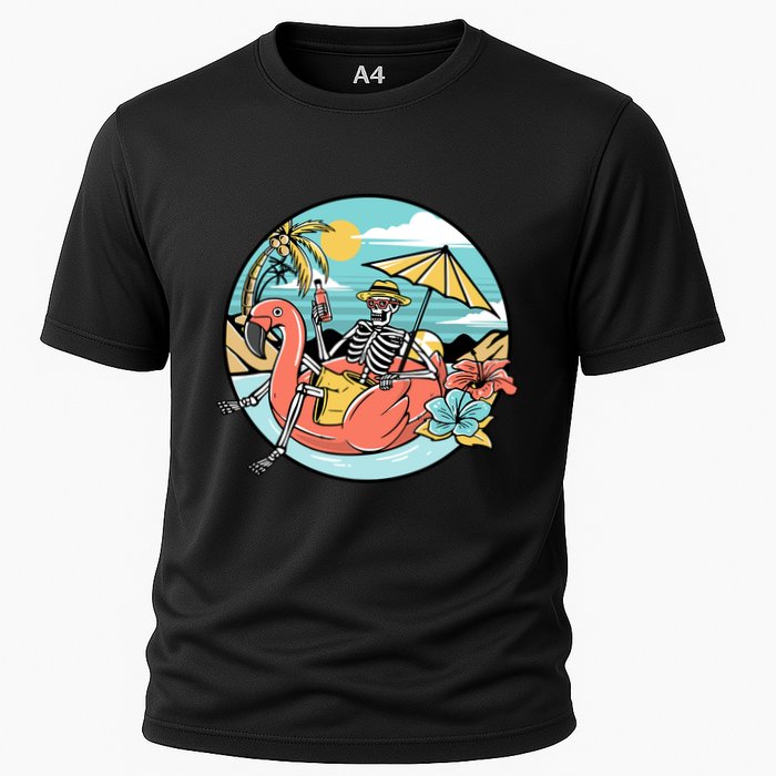 Summer Vibes Chill Vibes Only Hippie Skeleton Cooling Performance Crew T-Shirt