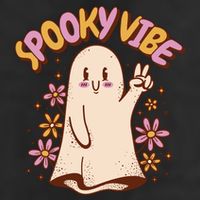 Spooky Vibe Cute Hippie Ghost 7 Panel Mesh Trucker Snapback Hat