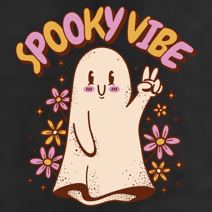 Spooky Vibe Cute Hippie Ghost 7 Panel Mesh Trucker Snapback Hat