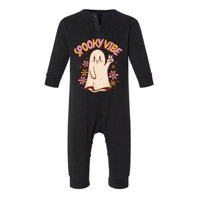 Spooky Vibe Cute Hippie Ghost Infant Fleece One Piece