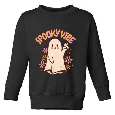 Spooky Vibe Cute Hippie Ghost Toddler Sweatshirt