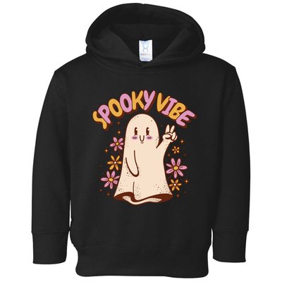 Spooky Vibe Cute Hippie Ghost Toddler Hoodie