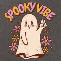 Spooky Vibe Cute Hippie Ghost Cotton Canvas Backpack