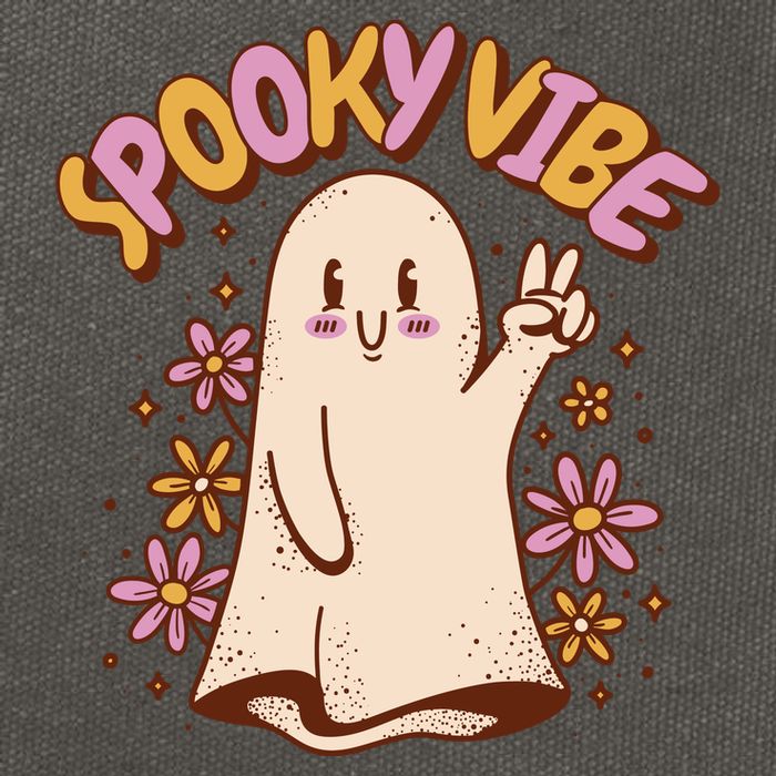 Spooky Vibe Cute Hippie Ghost Cotton Canvas Backpack