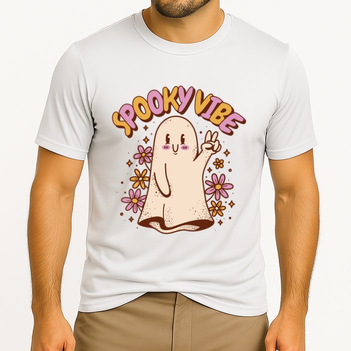 Spooky Vibe Cute Hippie Ghost Cooling Performance Crew T-Shirt