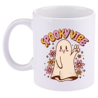 Spooky Vibe Cute Hippie Ghost 11oz C Handle Ceramic Mug
