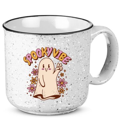 Spooky Vibe Cute Hippie Ghost 15oz Campfire Ceramic Mug