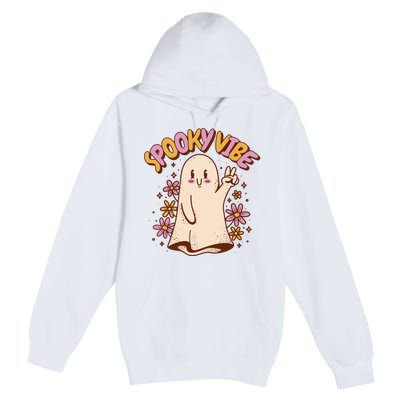 Spooky Vibe Cute Hippie Ghost Premium Pullover Hoodie