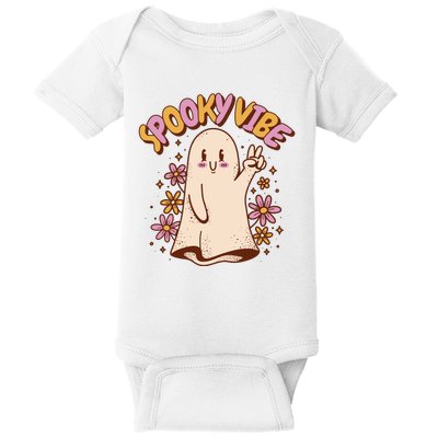 Spooky Vibe Cute Hippie Ghost Baby Bodysuit