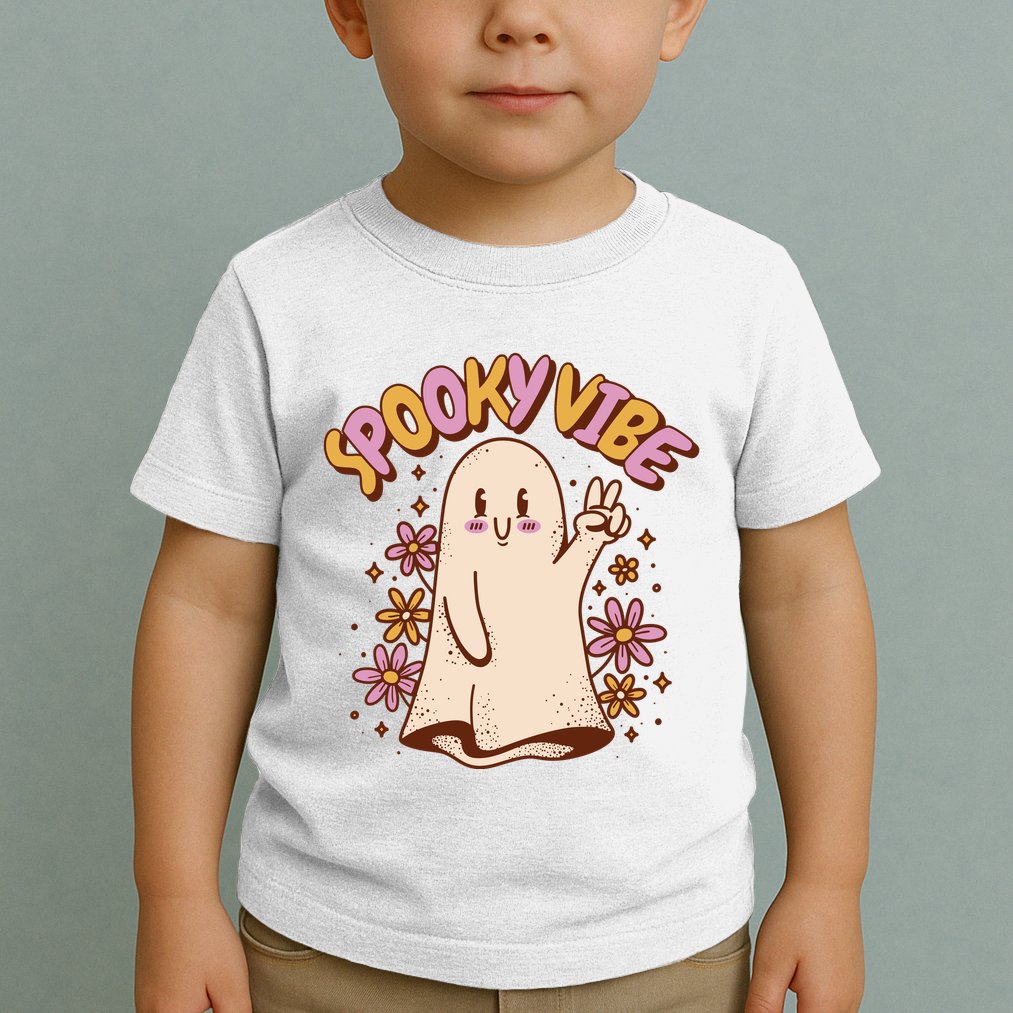 Spooky Vibe Cute Hippie Ghost Toddler T-Shirt