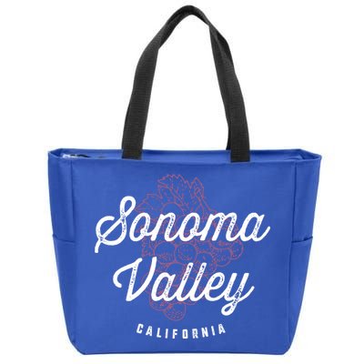 Sonoma Valley California Wine Country Vintage Gift Zip Tote Bag