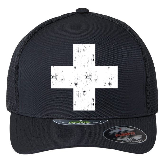 Swiss Vintage Cross Flag Switzerland Flexfit Unipanel Trucker Cap