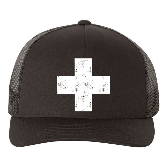 Swiss Vintage Cross Flag Switzerland Yupoong Adult 5-Panel Trucker Hat