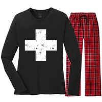 Swiss Vintage Cross Flag Switzerland Women's Long Sleeve Flannel Pajama Set 