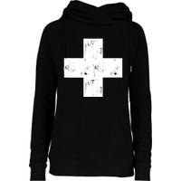 Swiss Vintage Cross Flag Switzerland Womens Funnel Neck Pullover Hood