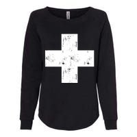 Swiss Vintage Cross Flag Switzerland Womens California Wash Sweatshirt