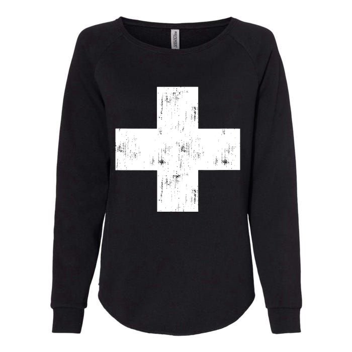 Swiss Vintage Cross Flag Switzerland Womens California Wash Sweatshirt