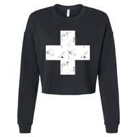 Swiss Vintage Cross Flag Switzerland Cropped Pullover Crew