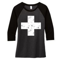 Swiss Vintage Cross Flag Switzerland Women's Tri-Blend 3/4-Sleeve Raglan Shirt