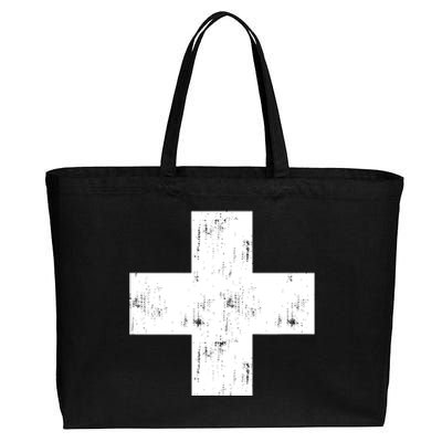 Swiss Vintage Cross Flag Switzerland Cotton Canvas Jumbo Tote