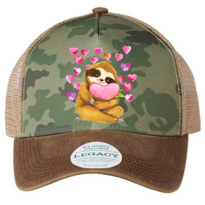 Sloth Valentine's Day Cute Sloth Hugging A Heart Legacy Tie Dye Trucker Hat