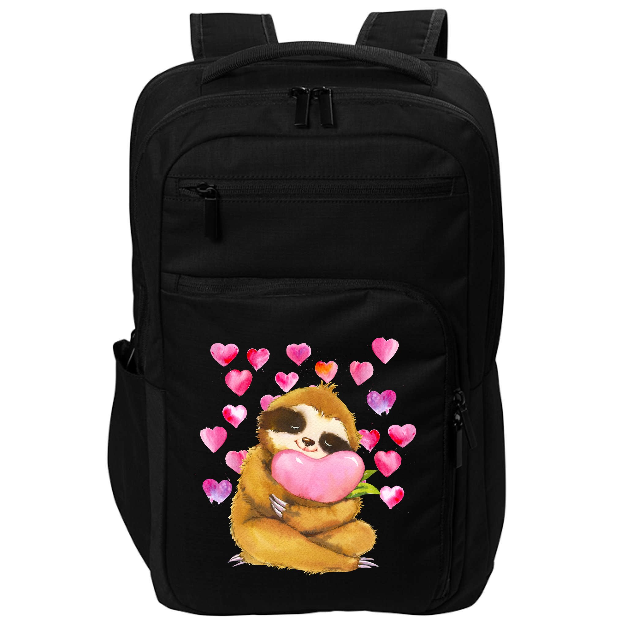 Sloth Valentine's Day Cute Sloth Hugging A Heart Impact Tech Backpack
