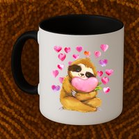 Sloth Valentine's Day Cute Sloth Hugging A Heart Mug
