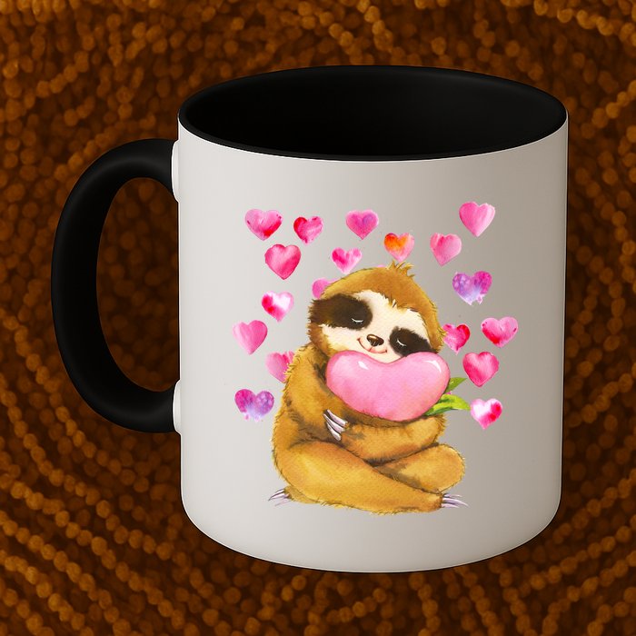 Sloth Valentine's Day Cute Sloth Hugging A Heart Mug