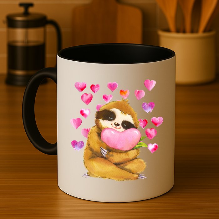 Sloth Valentine's Day Cute Sloth Hugging A Heart Mug