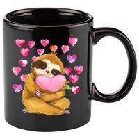 Sloth Valentine's Day Cute Sloth Hugging A Heart 11oz C Handle Ceramic Mug