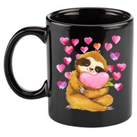 Sloth Valentine's Day Cute Sloth Hugging A Heart 11oz C Handle Ceramic Mug